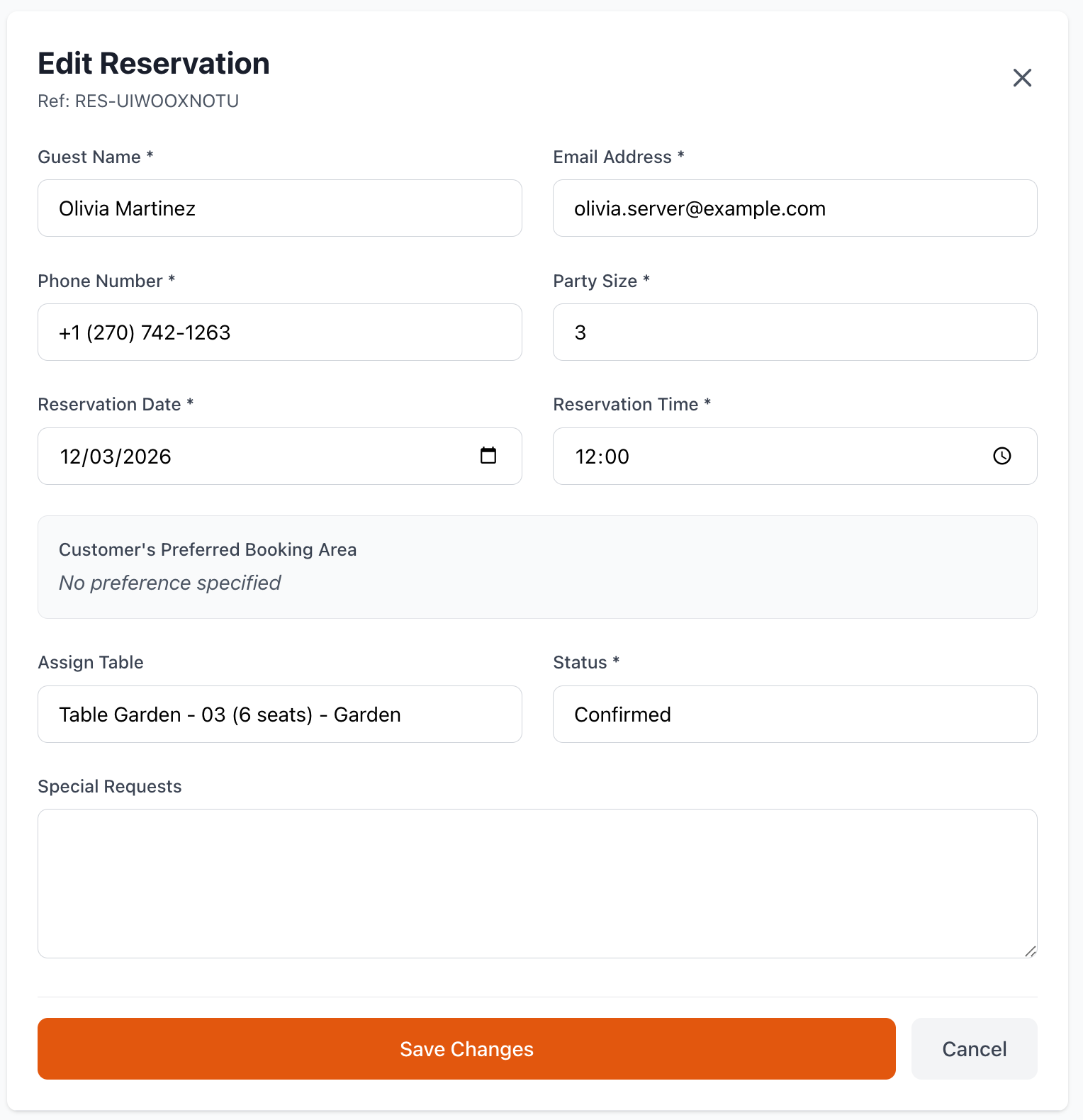 Edit Reservation